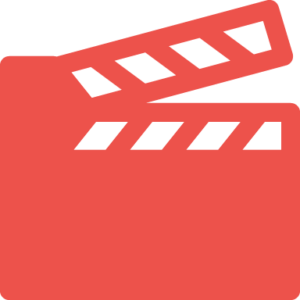 clipart of film clapper in red